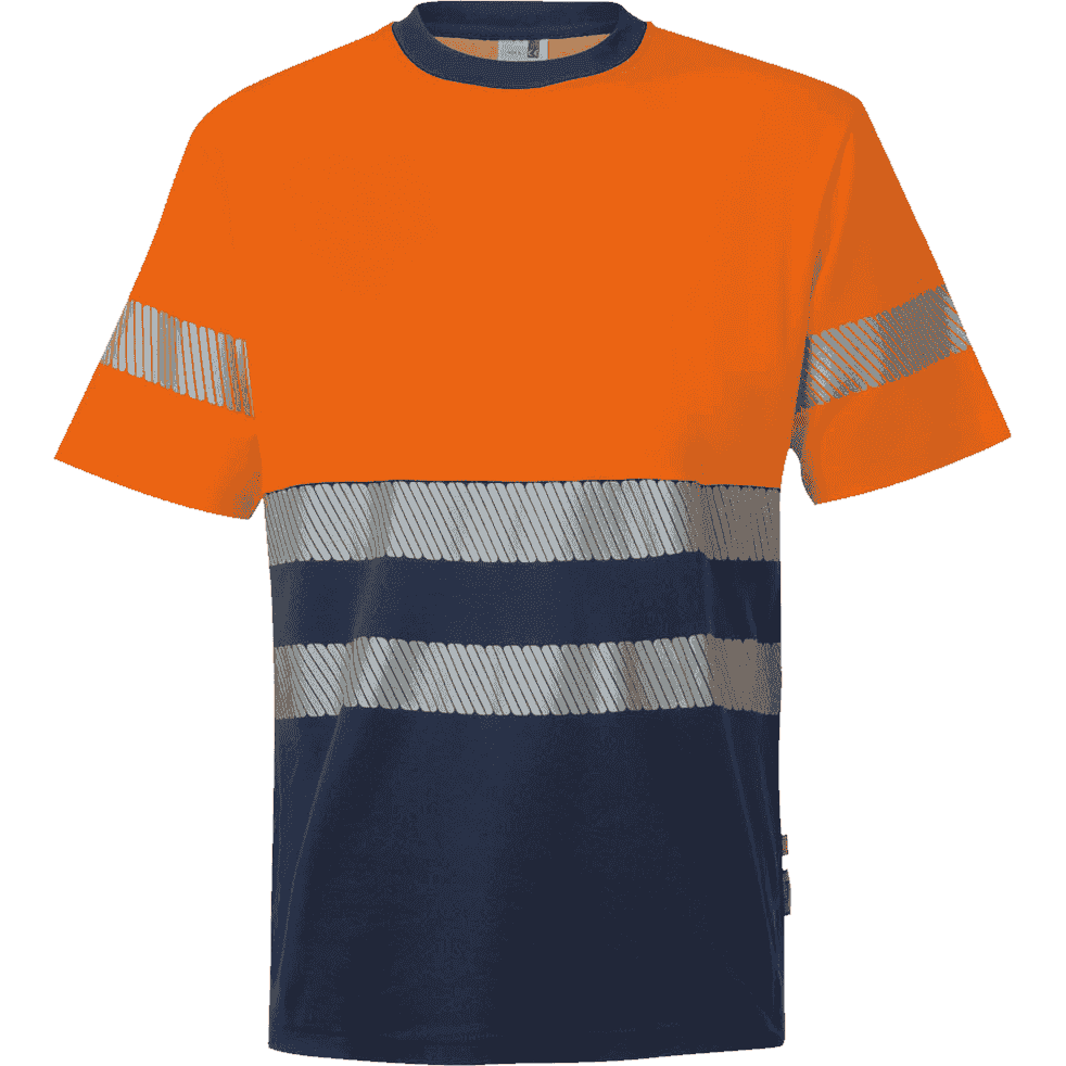 Camiseta Algodón Bicolor Velilla Manga Corta RS 305509 Azul Marino/Naranja fluor