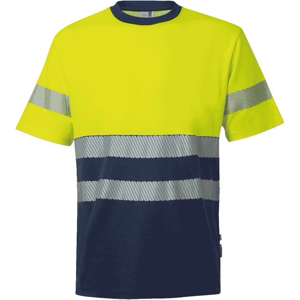 Camiseta Algodón Bicolor Velilla Manga Corta RS 305509 Azul Marino/Amarillo fluor