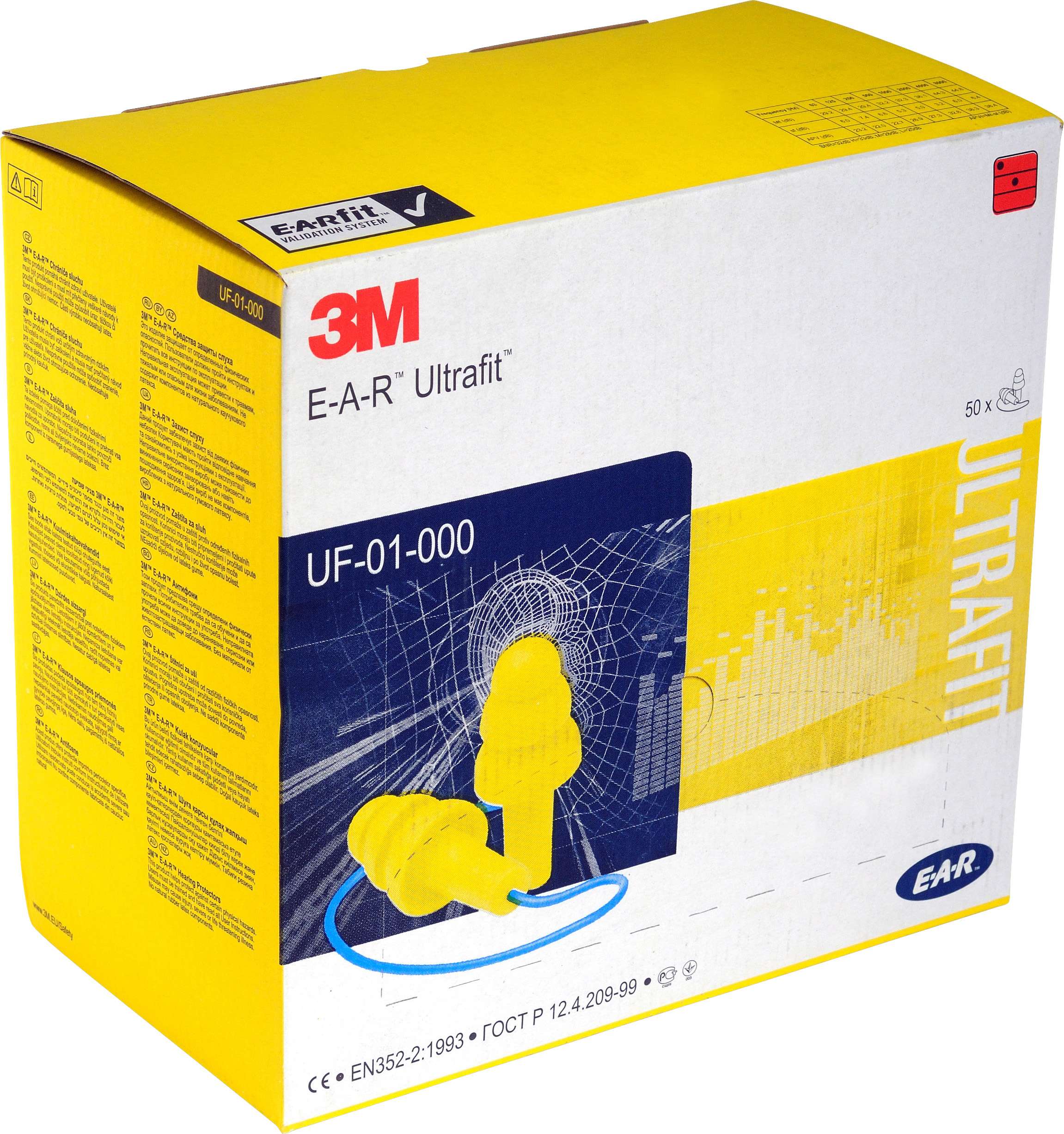 Tapones 3M SNR 32dB reutilizables E-A-R Ultrafit UF-01-000 - Pack 50