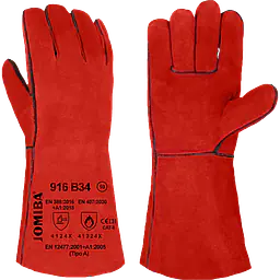 Guantes de soldador 916 B34 - 12 pares - Color: Rojo, Talla: 10