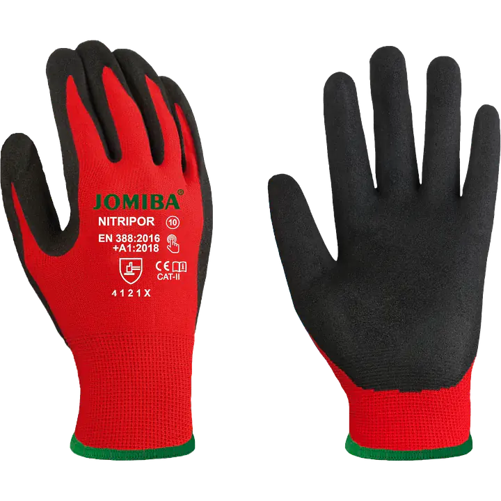 Guantes de trabajo NITRIPOR - 12 pares - Color: Rojo/Negro, Talla: 9
